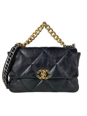 Chanel Shoulder Bag Chanel 19 Large Flap Black Silver Gold Chain
